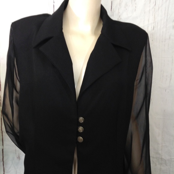 VTG VANY New York Black Mesh Sleeves Cardigan - Picture 4 of 13